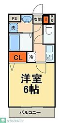 京成本線 京成津田沼駅 徒歩10分の賃貸マンション 2階1Kの間取り