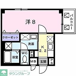ソレイユ　ツダヌマ 3階1Kの間取り
