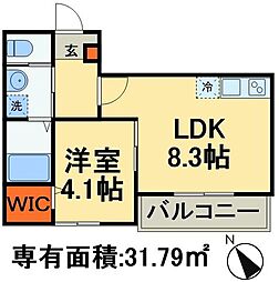 JR常磐線 北松戸駅 徒歩4分の賃貸アパート 3階1LDKの間取り