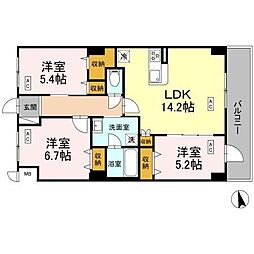 カスタリア西船橋II 505 5階3LDKの間取り