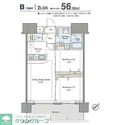 ラグゼナ流山おおたかの森 2LDKの間取図画像
