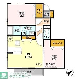 ハイブリッジ1 2LDKの間取図画像