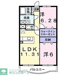 アジュール 2LDKの間取図画像