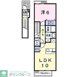 メゾンベル 1LDKの間取図画像