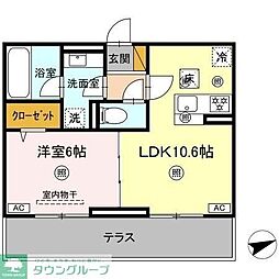 シャンティ 1LDKの間取図画像