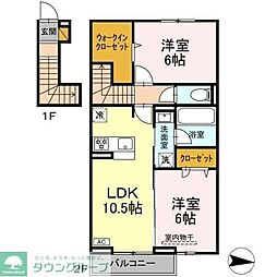 流山市向小金3丁目アパート 2LDKの間取図画像