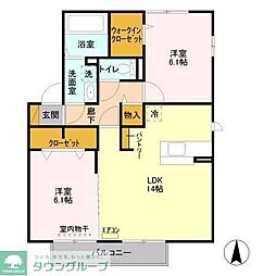 サマンドール 2LDKの間取図画像
