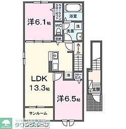 瀬戸アパートB 2LDKの間取図画像