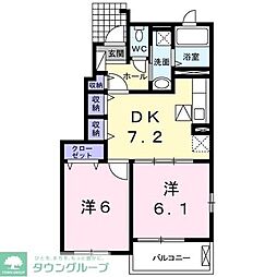 エレガントヒルズ 2DKの間取図画像