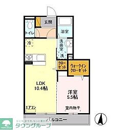 クレシアコート 1LDKの間取図画像