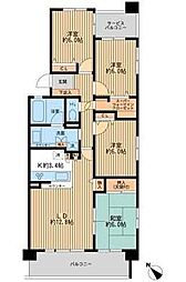レジディア東松戸 3SLDKの間取図画像