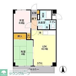 アムール 2LDKの間取図画像