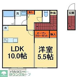 セナリオフォルム柏たなかII 1LDKの間取図画像
