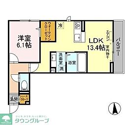 クレールモア 1LDKの間取図画像