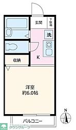 VaqueroA棟 ワンルームの間取図画像