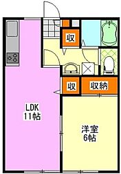 ビレッジサングランデA 1LDKの間取図画像