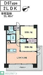 パルテール習志野 2LDKの間取図画像