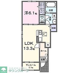鹿黒アパート C 1LDKの間取図画像
