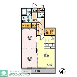 コスモヒルズ 2LDKの間取図画像