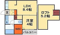 ローザミエーレ 1LDKの間取図画像