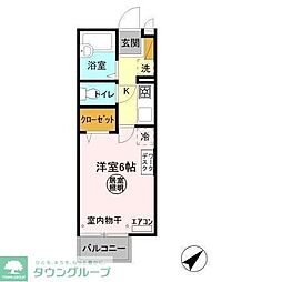 ベルデュール 1Kの間取図画像