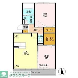 ルシェリア2 2LDKの間取図画像