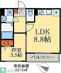 松戸市六実2丁目アパート 1LDKの間取図画像