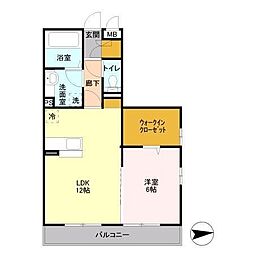 ロイヤルコートB 1LDKの間取図画像