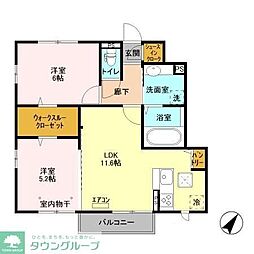 レジデンスヒルトップ7 2LDKの間取図画像