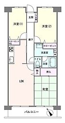 朝日プラザ鳩ヶ谷クレセント 3LDKの間取図画像