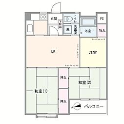 コーポ根岸 3DKの間取図画像