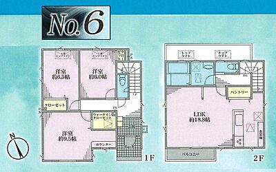 間取り：2階LDK広々18.8帖！パントリーやウォークインクローゼットなど豊富な収納スペースもポイントです♪