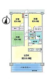 ゼファー久米川ミーティス 3LDKの間取り