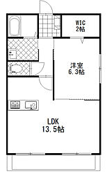 レトアウエスト 1LDKの間取図画像