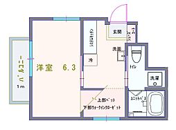 クラフトテラス豊南町南 1Kの間取図画像