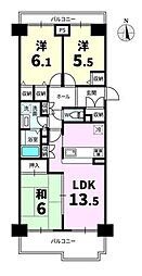 桃花台パークヒルズ参番館 3LDKの間取図画像