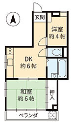山口ビル 2DKの間取図画像