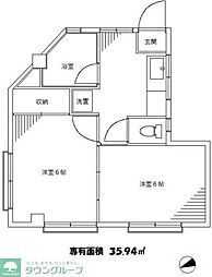 第1三浦マンション 2Kの間取図画像