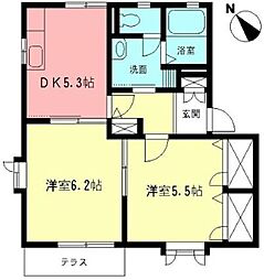 ボナールビレッジ 2DKの間取図画像