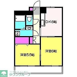 クレールハイツ小机 2DKの間取図画像
