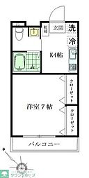 ラピスもえぎ野 1Kの間取図画像