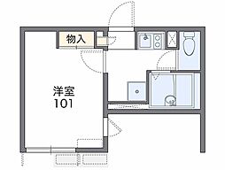 レオネクスト川端3 1Kの間取図画像