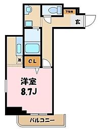 グリフィン横浜センター北駅前 ワンルームの間取図画像