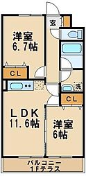 パークビュー仲町台 2LDKの間取図画像