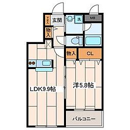 MaisonClairHiyoshi 1LDKの間取図画像
