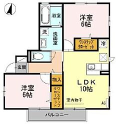 ハウゼ・ユートピアC 2LDKの間取図画像