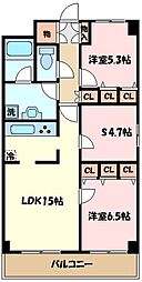 リバーレセンター南 5階2SLDKの間取り