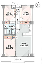 宮前平コルナス 3LDKの間取図画像