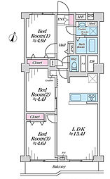 エクセレンス横浜 3LDKの間取図画像
