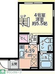 東武東上線 霞ヶ関駅 徒歩10分の賃貸アパート 1階1Kの間取り